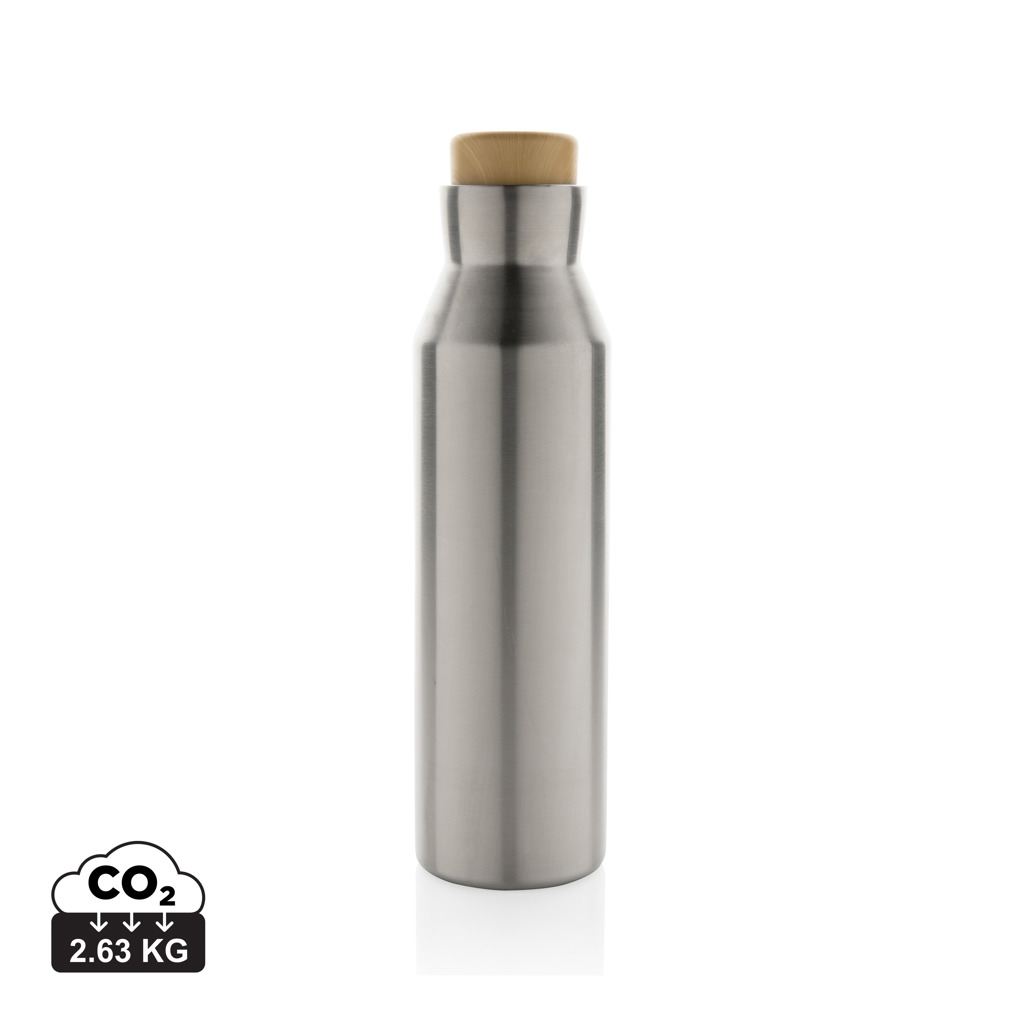 Gourde réutilisable en acier inoxydable avec bouchon bambou