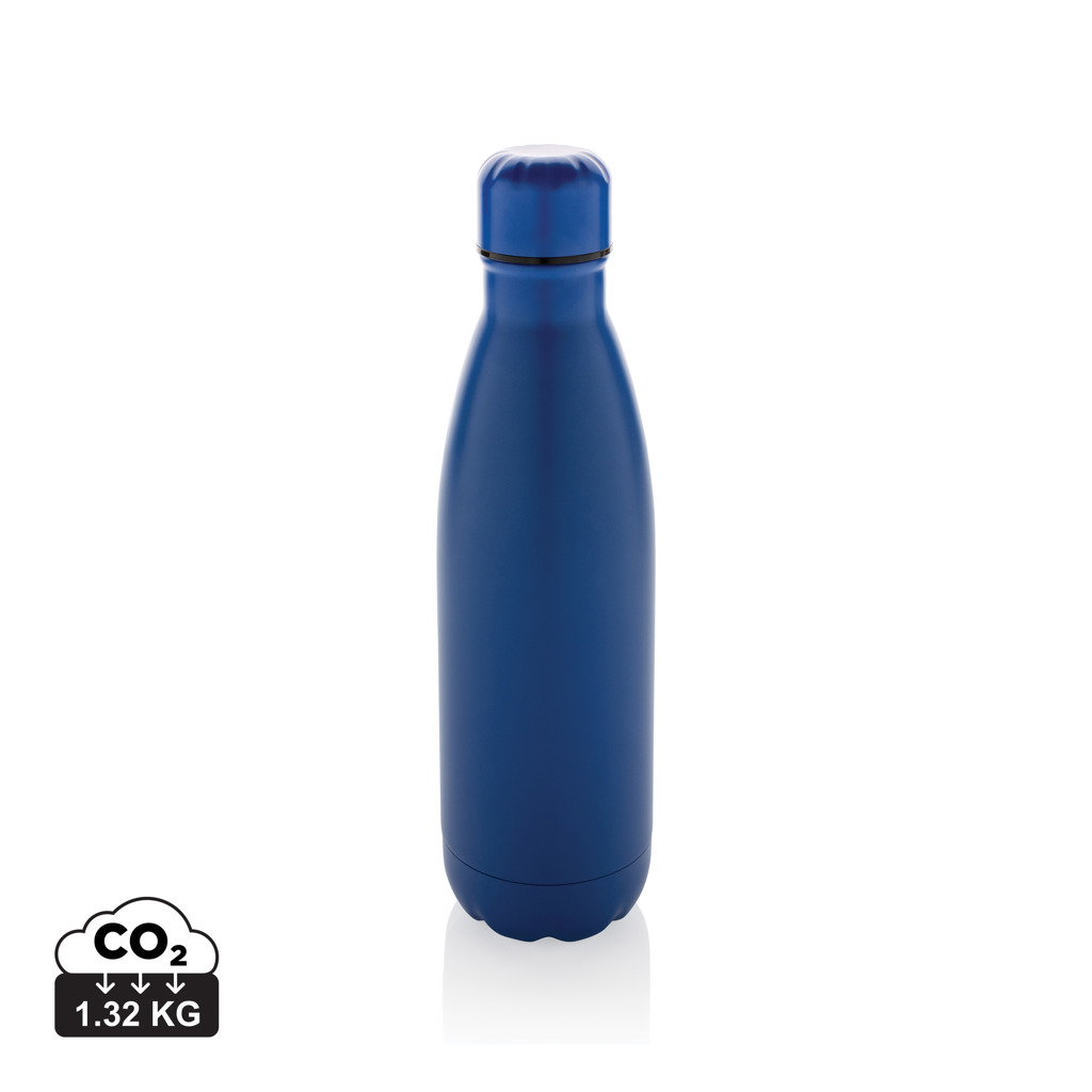 Gourde réutilisable bleue sur fond blanc