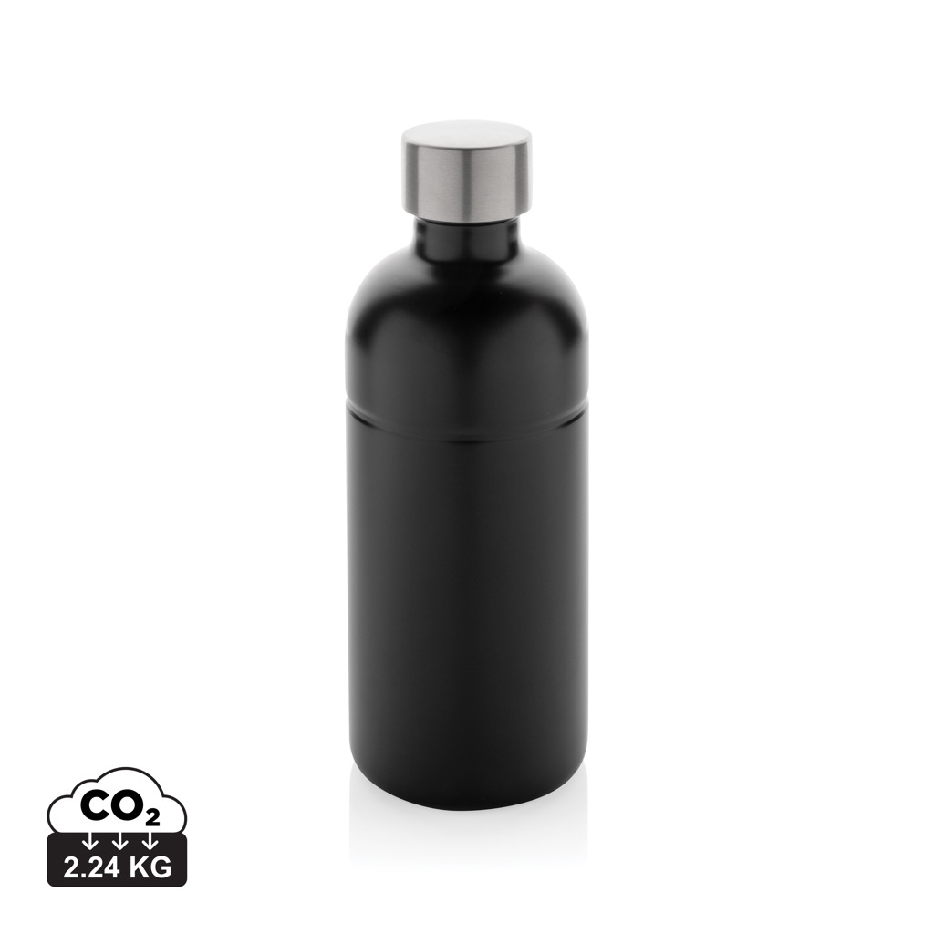 Bouteille réutilisable noire avec bouchon en acier