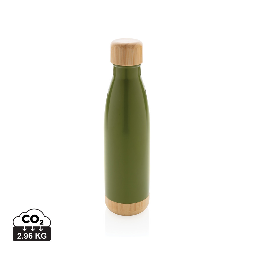bouteille isotherme en acier avec finition bambou