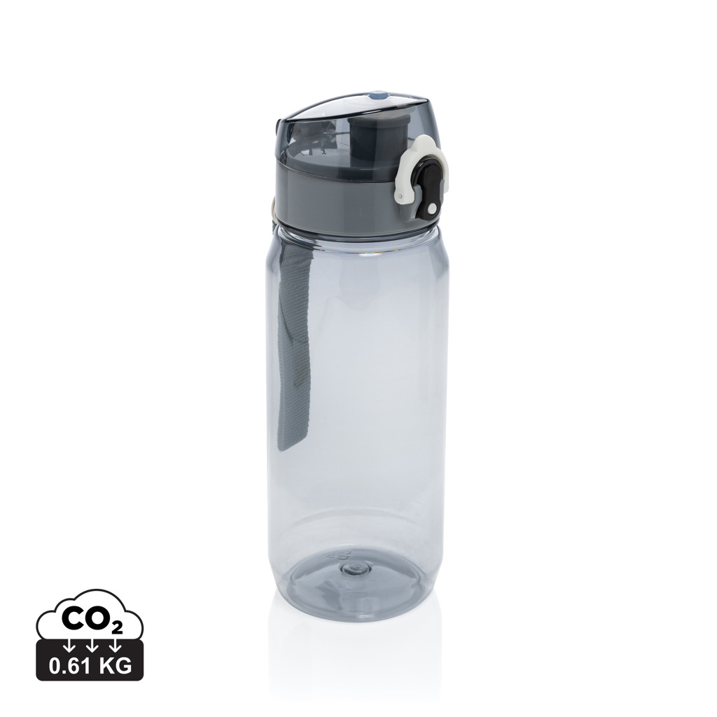 Gourde réutilisable transparente avec bouchon rabattable gris