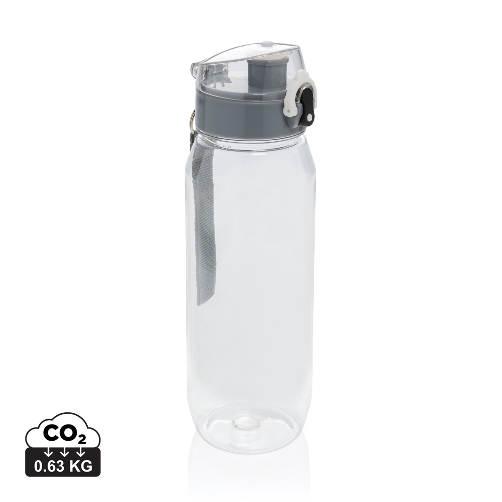 Gourde réutilisable transparente avec bouchon gris