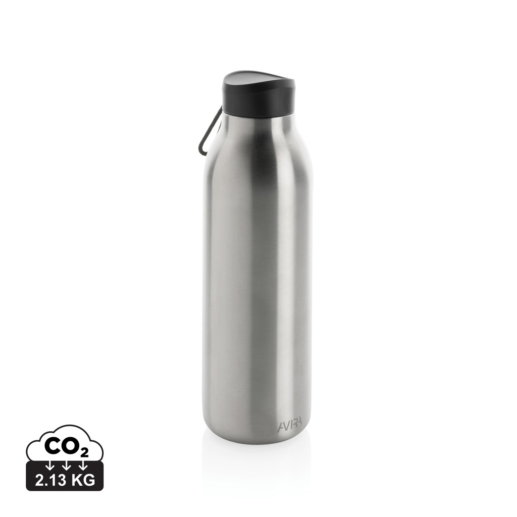 Gourde en acier inoxydable avec bouchon noir