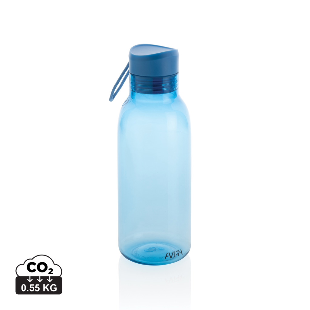 Gourde bleue réutilisable avec bouchon et dragonne