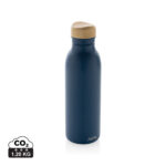 Gourde réutilisable bleue avec bouchon en bambou
