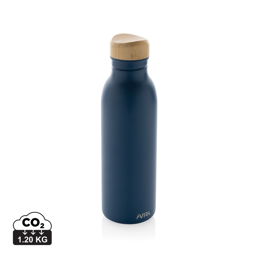 Gourde réutilisable bleue avec bouchon en bambou