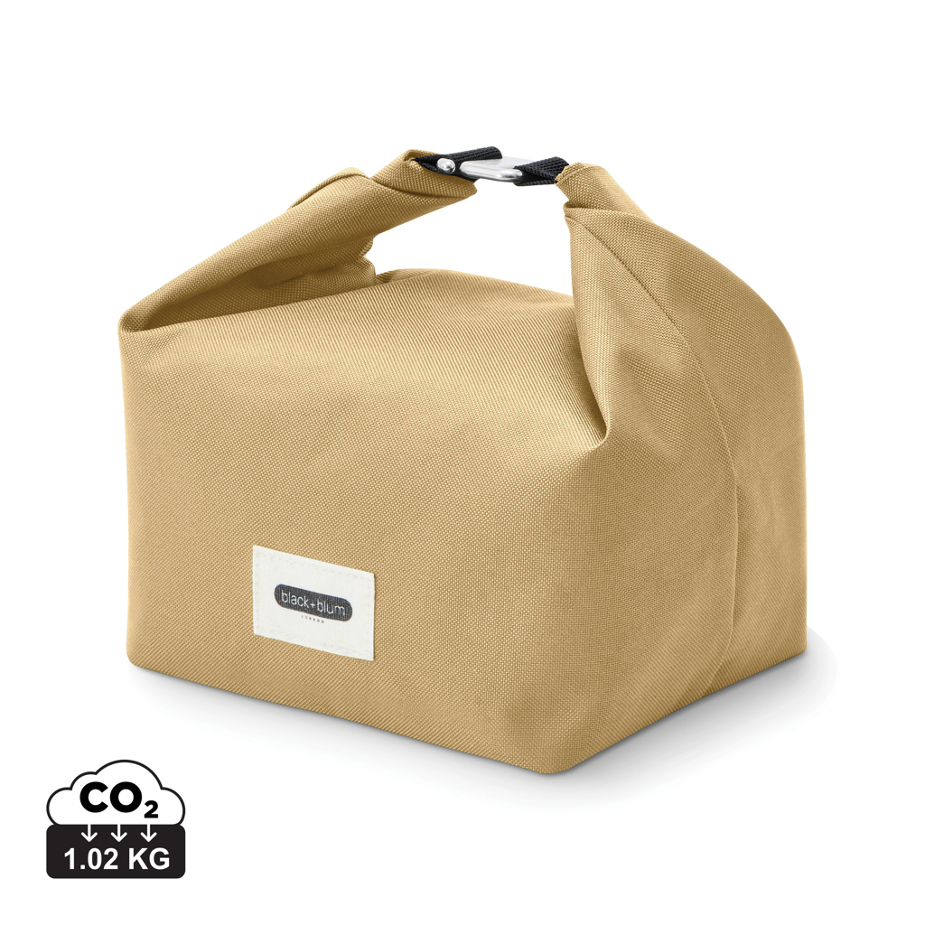 Sac déjeuner beige en tissu avec poignée clip