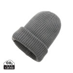 Bonnet gris en maille côtelée