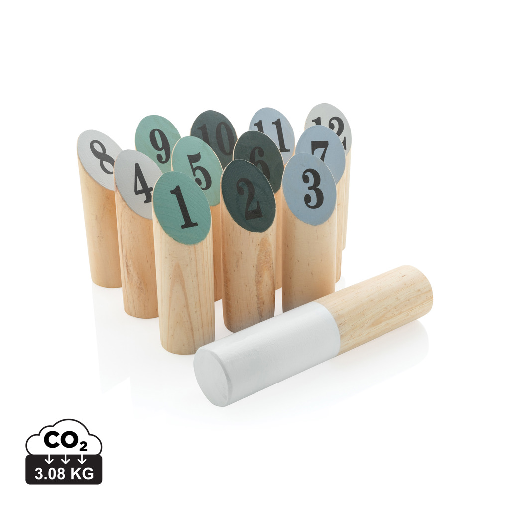 Jeu de quilles en bois numérotées colorées