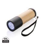 Lampe torche en bambou avec dragonne noire