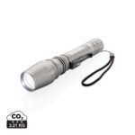 Lampe torche métallique avec dragonne noire