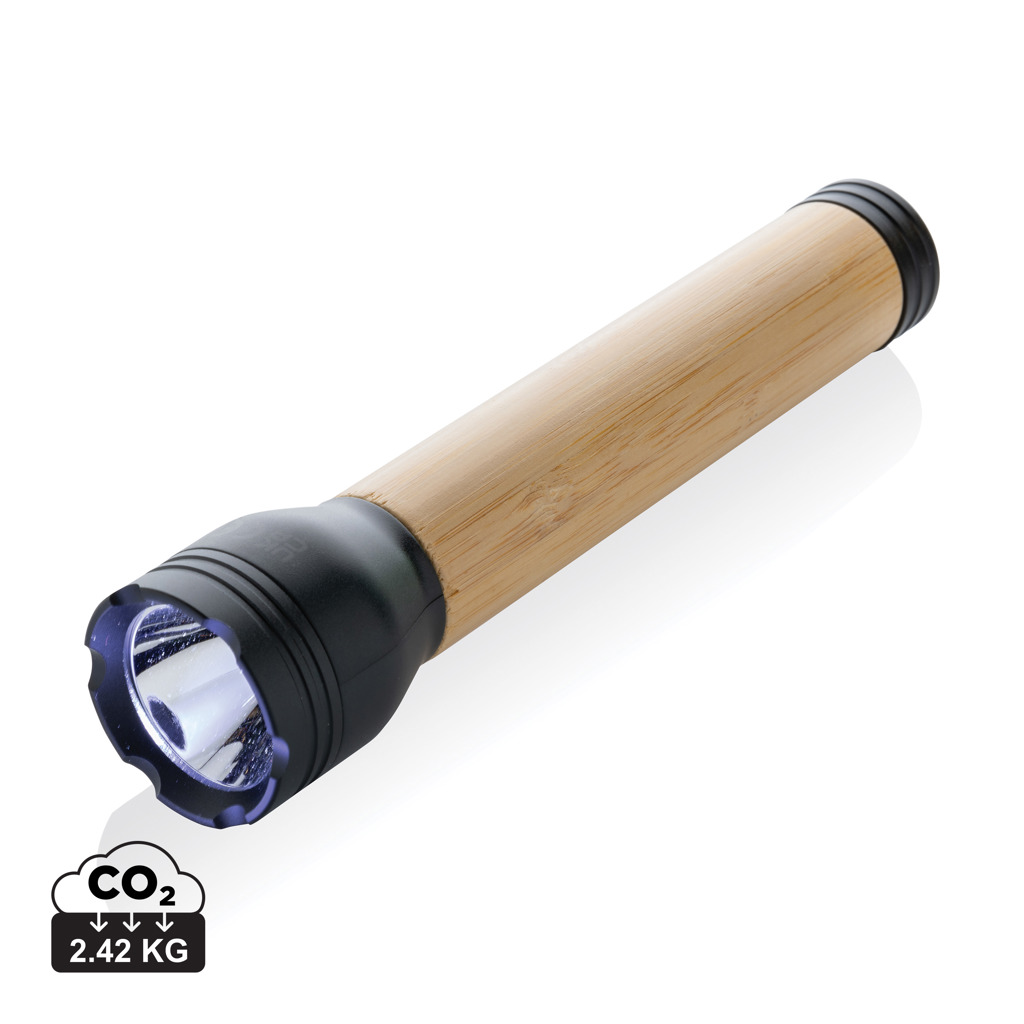 Lampe torche en bambou avec embouts noirs