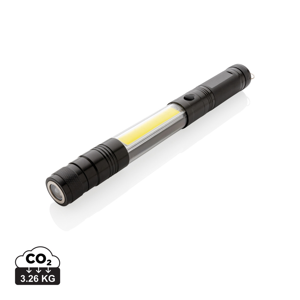 Lampe torche LED rechargeable noire avec bande COB