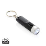 Lampe torche porte-clés LED noire allumée