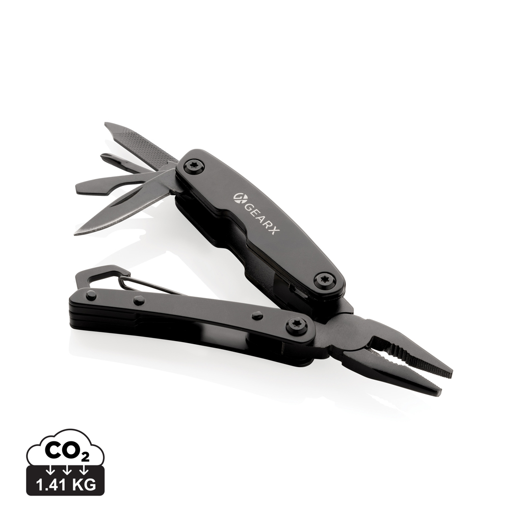 Pince multifonction noire avec outils dépliés