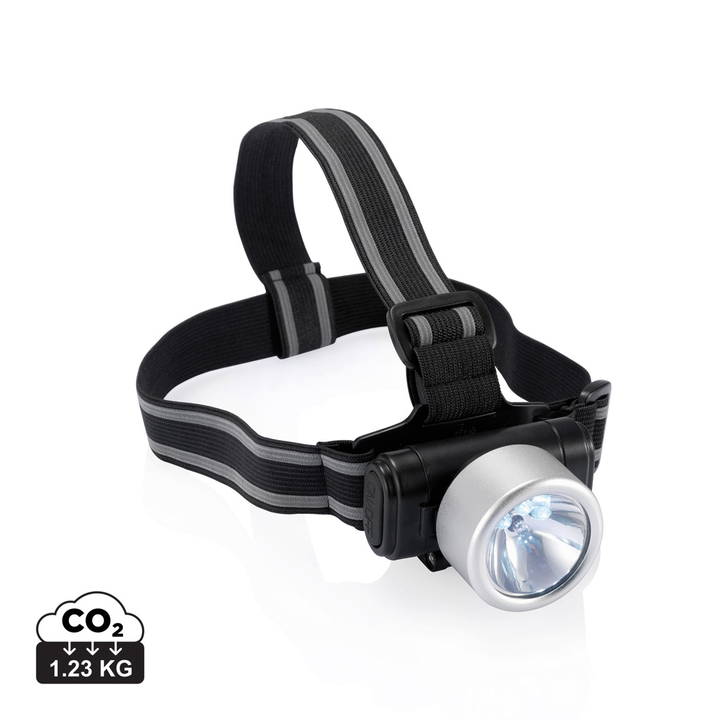 Lampe frontale LED avec sangle ajustable noire