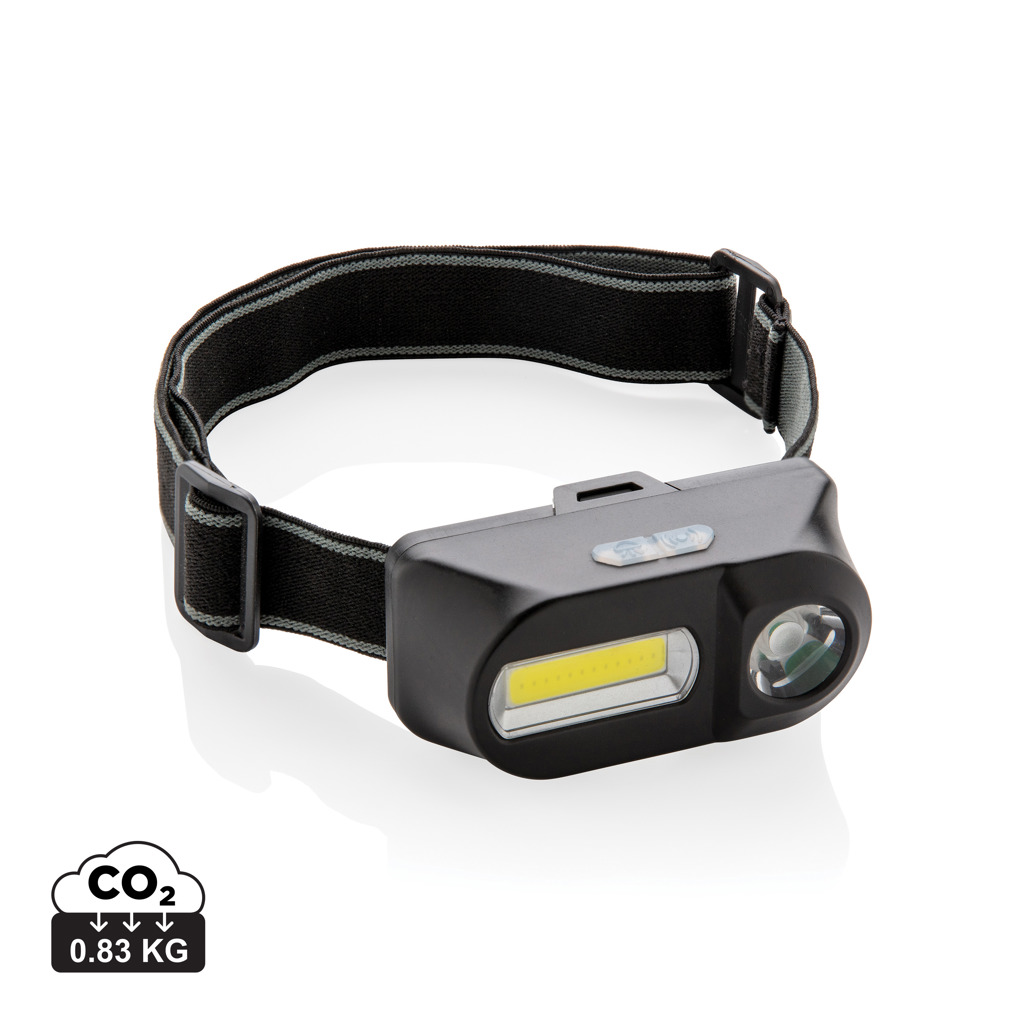 Lampe frontale LED noire avec sangle réglable