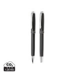 Deux stylos noirs élégants avec finitions argentées