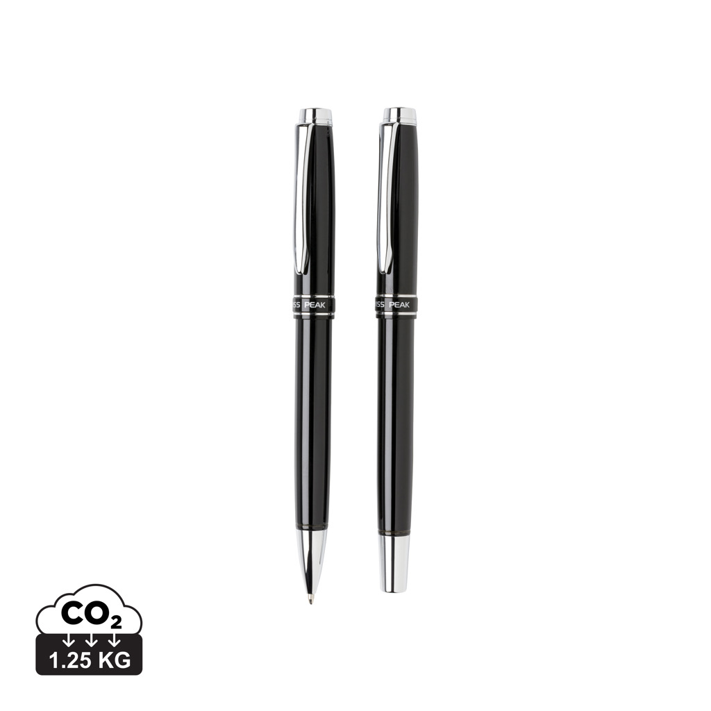 Deux stylos noirs élégants avec finitions argentées