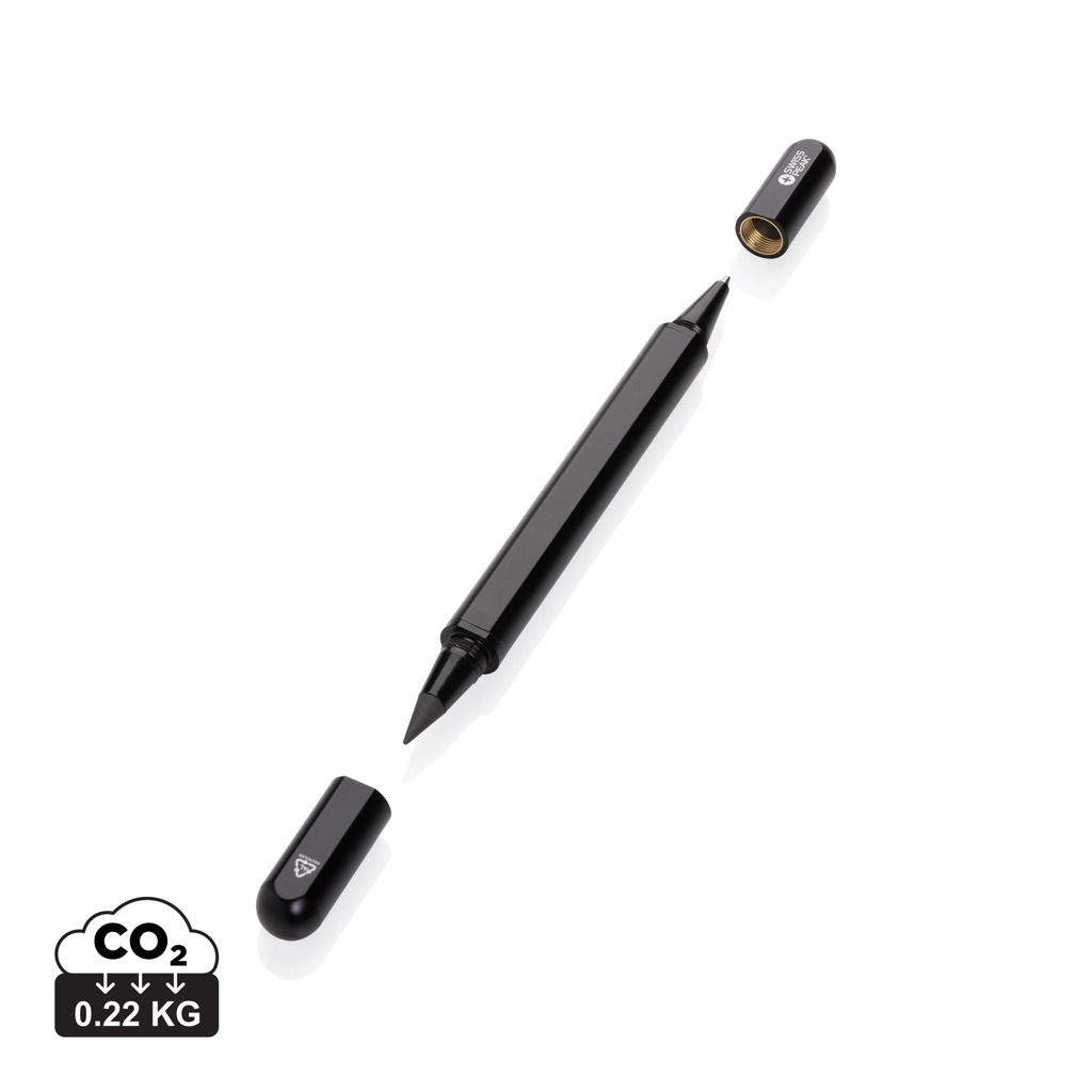 Stylo noir minimaliste avec capuchons détachés
