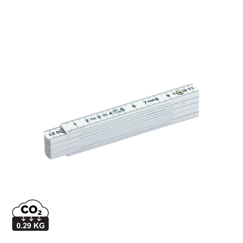 Mètre pliant blanc sur fond blanc