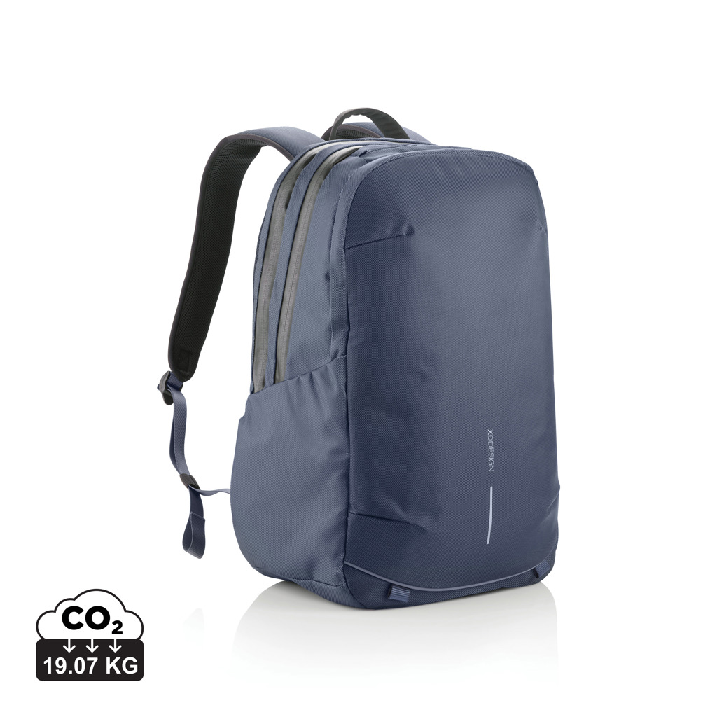 Sac à dos bleu moderne sur fond blanc