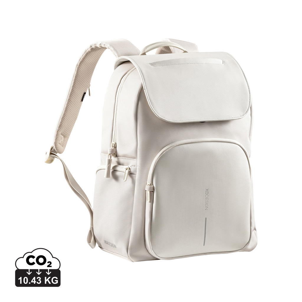 Sac à dos beige minimaliste avec rabat