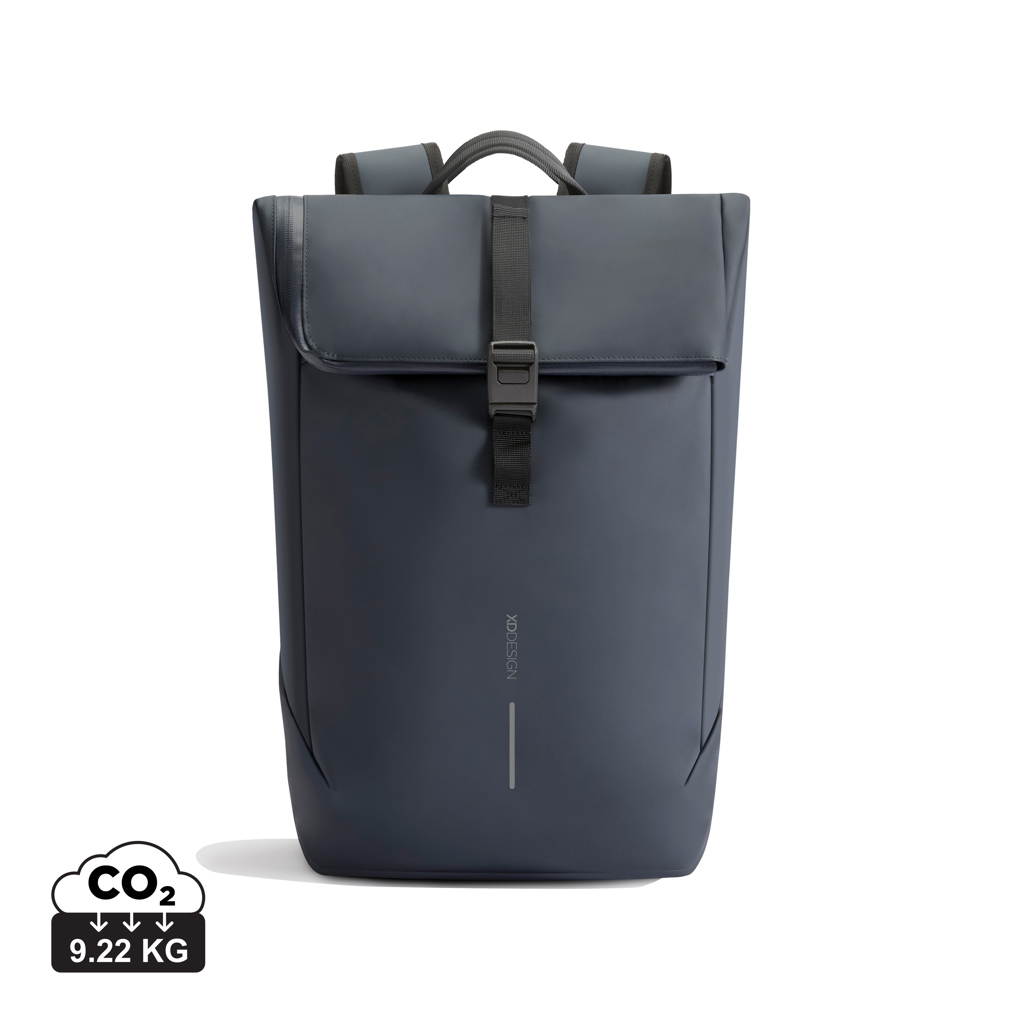 Sac à dos bleu minimaliste avec boucle frontale