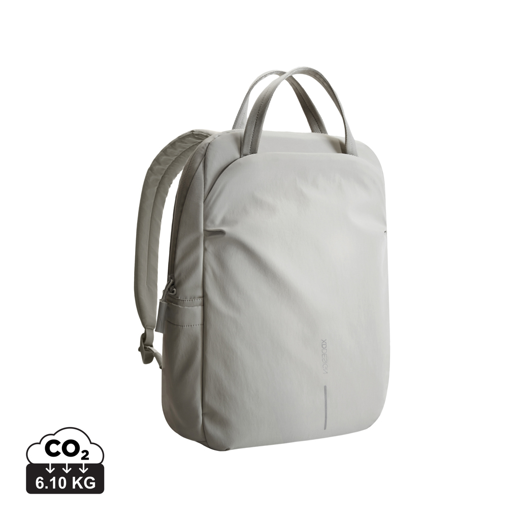 Sac à dos gris minimaliste avec poignée supérieure