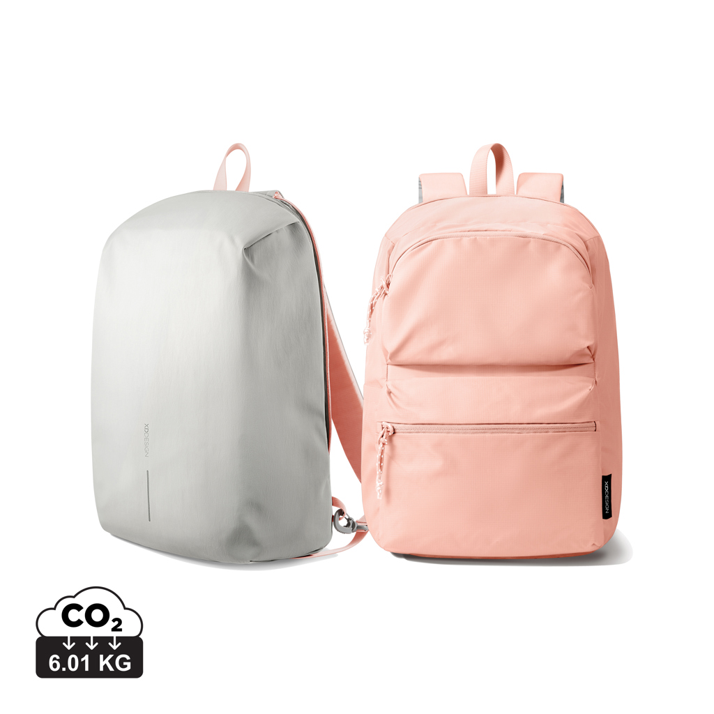Deux sacs à dos gris et rose modernes
