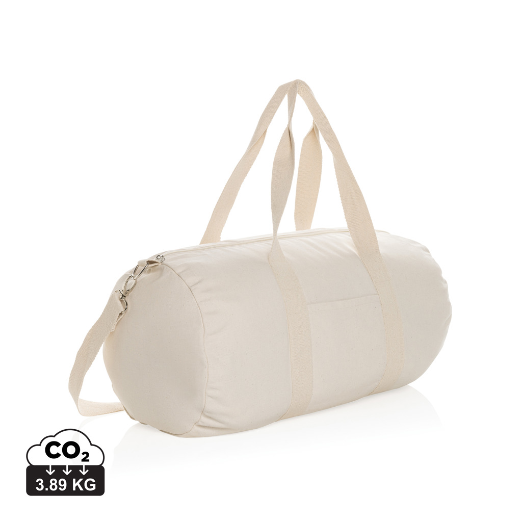 Sac polochon beige en toile avec bandoulière
