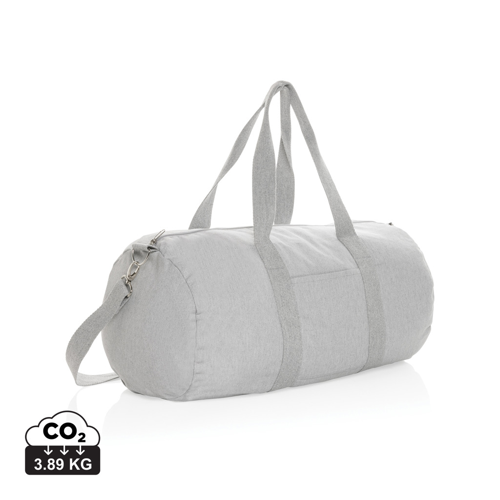 Sac de sport gris cylindrique avec bandoulière