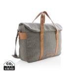 Sac en toile grise avec anses en cuir