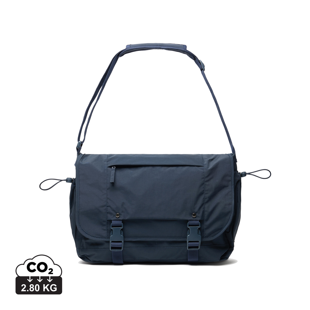 Sac bandoulière bleu avec rabat et boucles