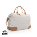 Sac de voyage beige avec finitions marron