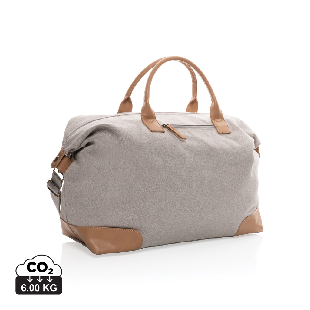 Sac de voyage gris avec poignées marron