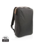 Sac à dos gris minimaliste avec détail marron