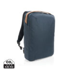 Sac à dos bleu minimaliste avec poignée marron