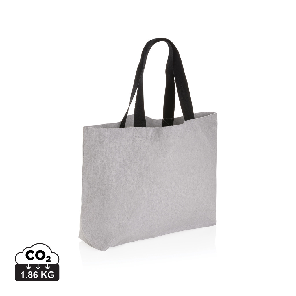 Sac cabas gris à anses noires