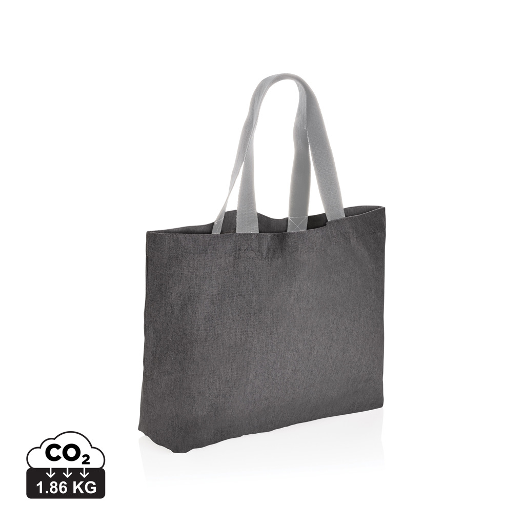 Sac cabas gris en tissu avec anses