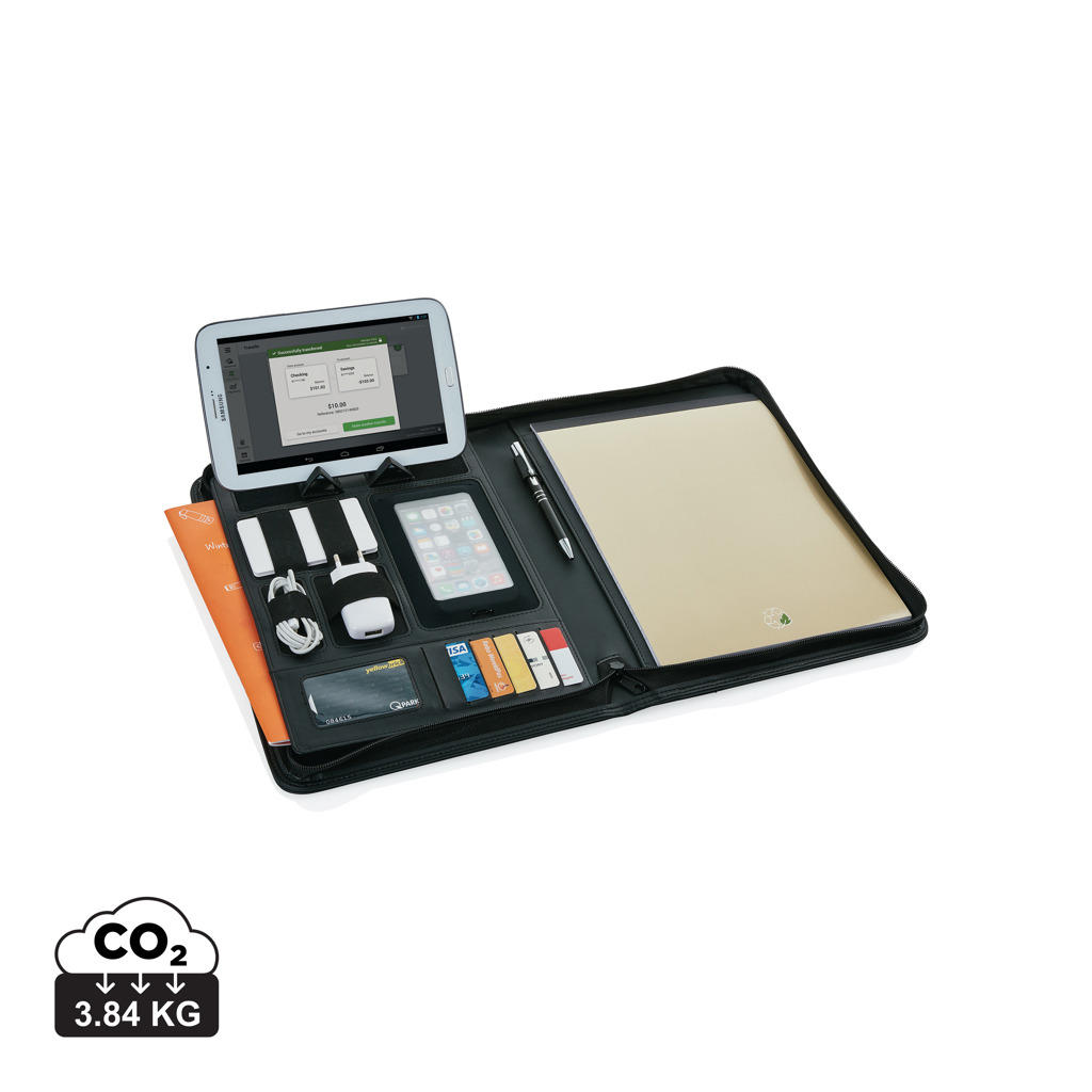 Organiseur professionnel avec tablette, smartphone et accessoires
