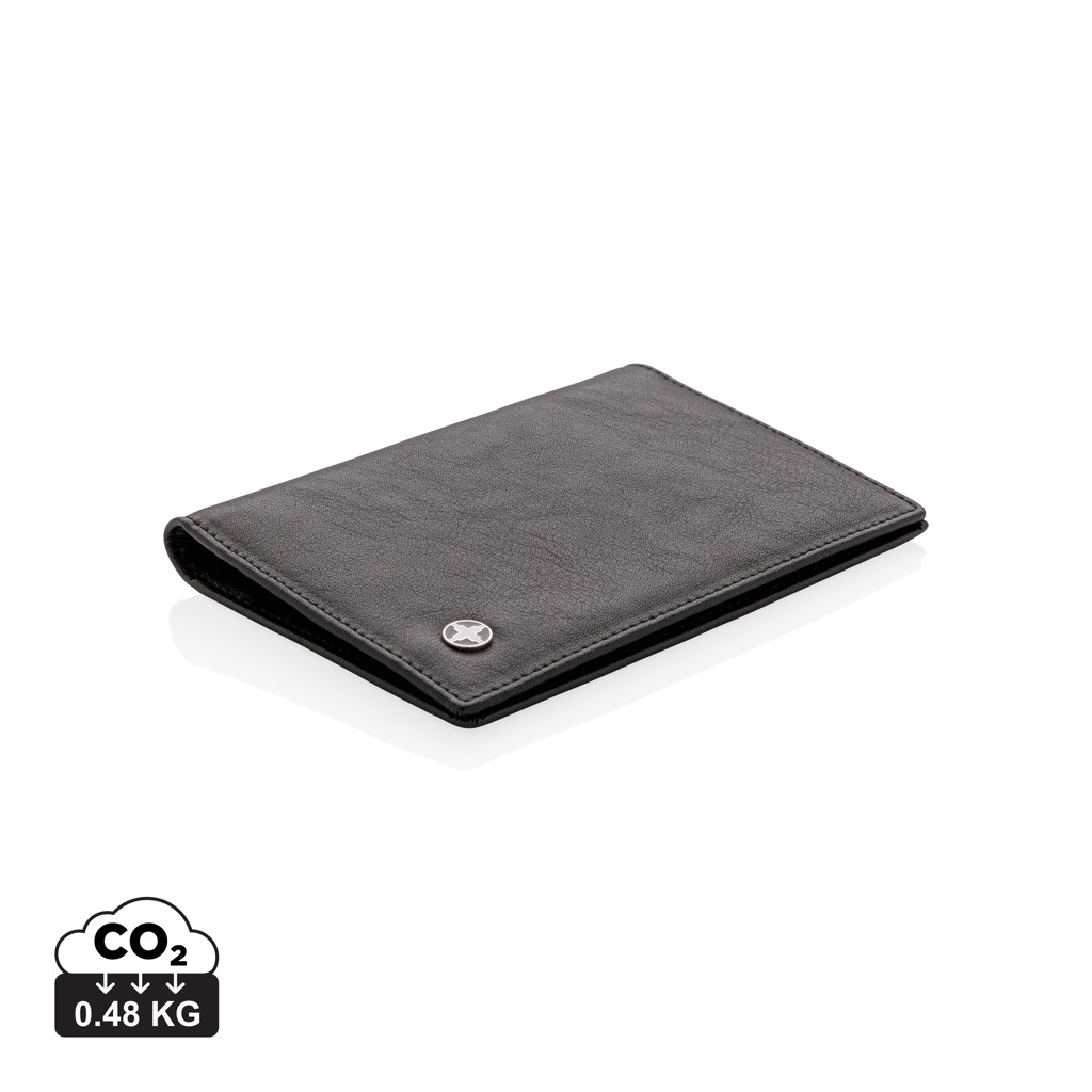 Portefeuille fin en cuir gris avec logo