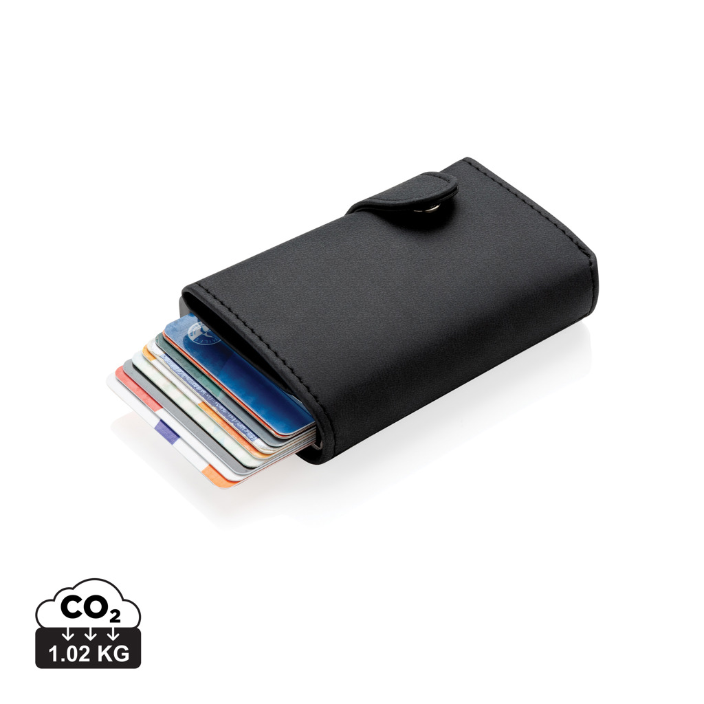 Porte-cartes noir en cuir avec cartes