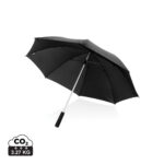 Parapluie noir ouvert sur fond blanc