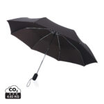 Parapluie pliant noir ouvert sur fond blanc