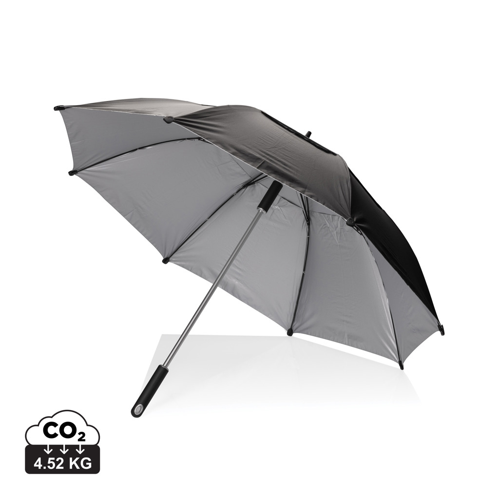 Parapluie noir avec intérieur argenté ouvert
