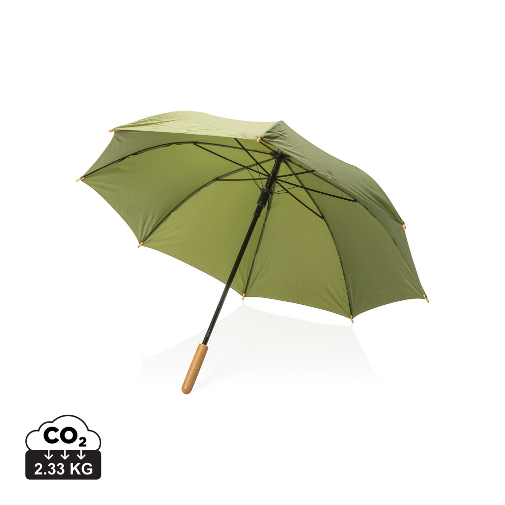 Parapluie vert avec manche en bois