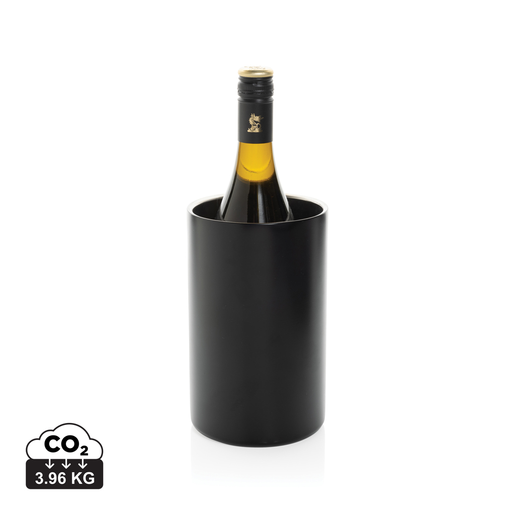 Bouteille de vin dans un seau rafraîchisseur noir