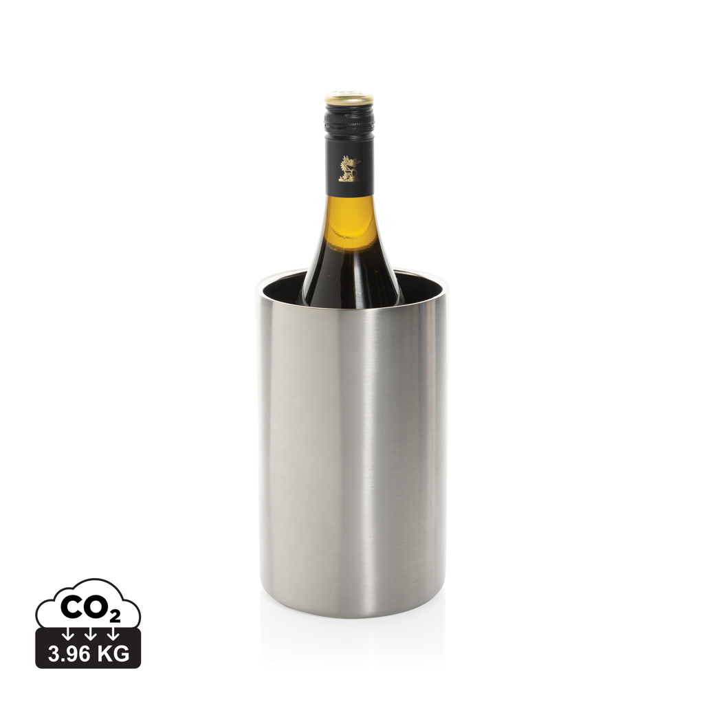 Bouteille de vin dans seau rafraîchisseur inox