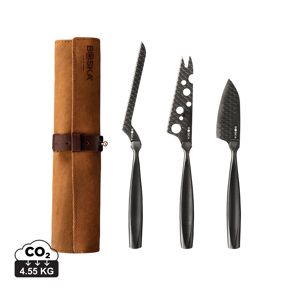 Étui en cuir et couteaux à fromage